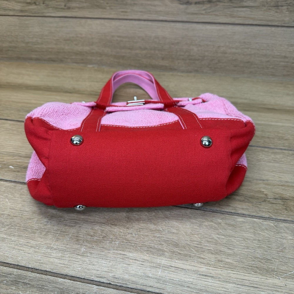 NEW Boatkin Sunwin Madaket Small Classic Tote Bag Terry Cloth Canvas Red Pink - Picture 4 of 11